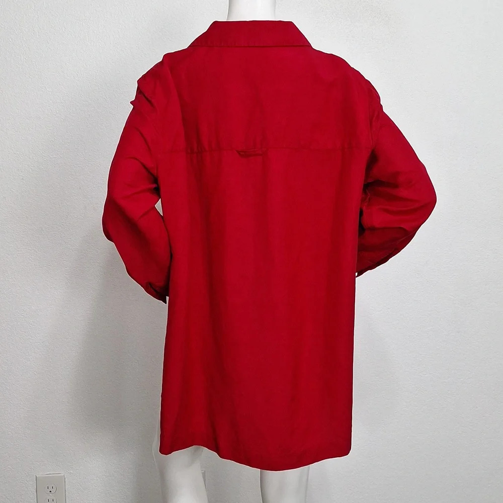 Dana Buchman Red Linen Blend Preppy Button Down Lightweight Jacket Plus Size 16 - Picture 4 of 7